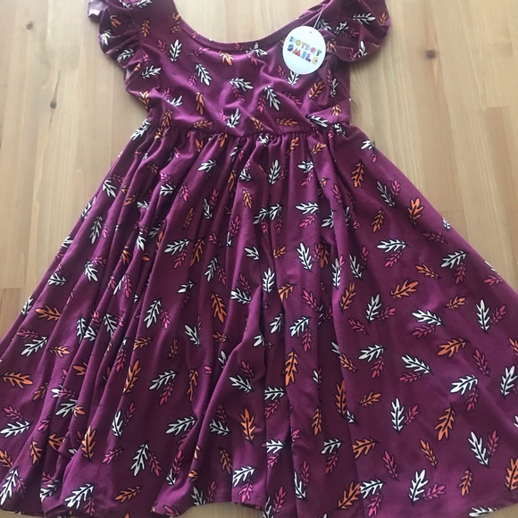 Dot Dot Smile Other - Girls Burgundy Leaf Print Skater Dress NWT